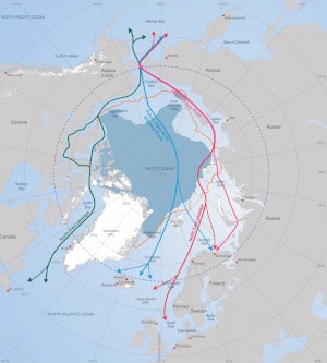 Arctic shipping and sailing routes