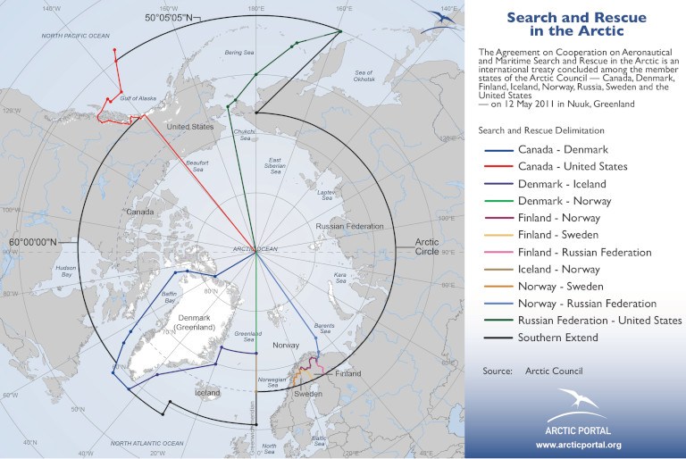 Arctic Portal Map - Search and Rescue in the Arctic with legend