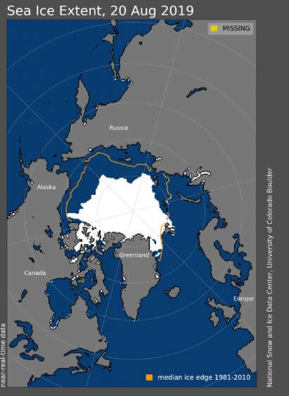 Sea Ice Extent August 2019