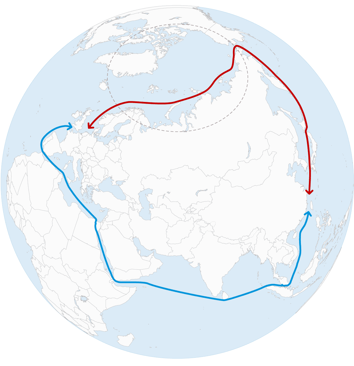 China Europe shipping route through the Arctic