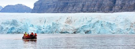 Scientists on a boat in the Arctic