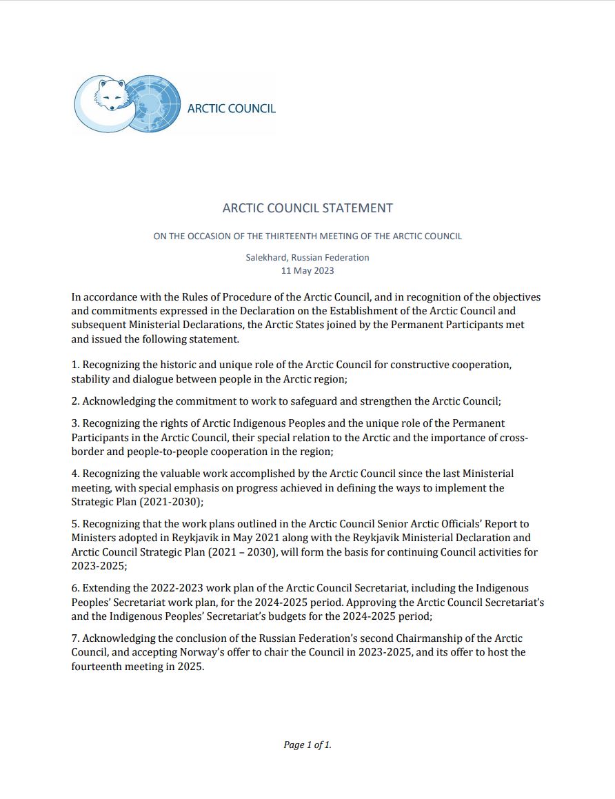 ArcticCouncil Ministerial Statement