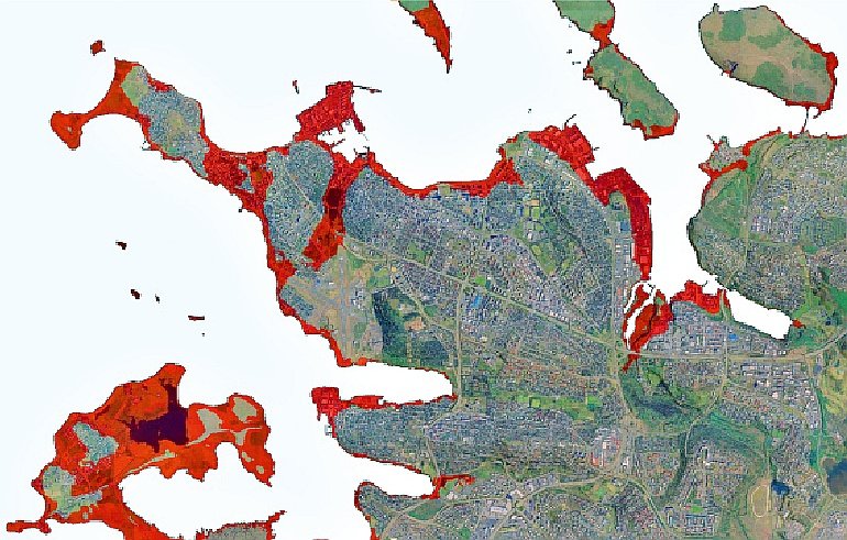 Reykjavík if sea levels rise 6m.